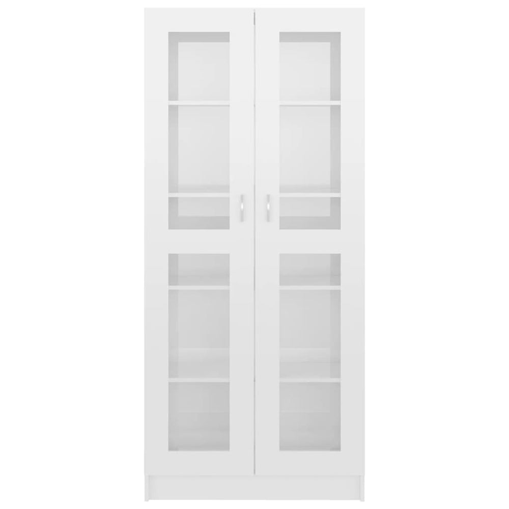 Vitrinekast 82,5x30,5x185,5 cm spaanplaat hoogglans wit MeubelReus