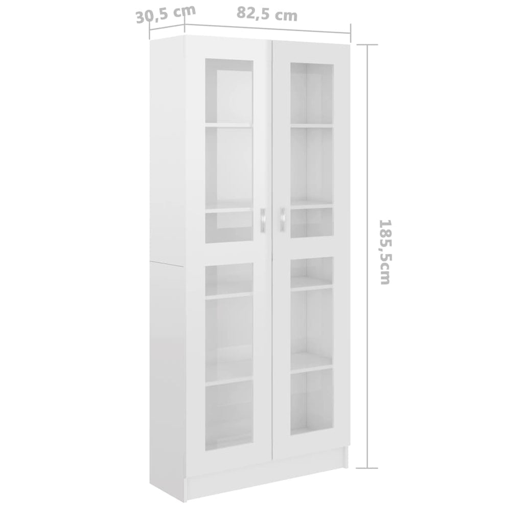 Vitrinekast 82,5x30,5x185,5 cm spaanplaat hoogglans wit MeubelReus