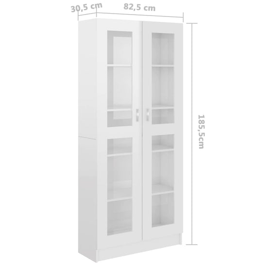 Vitrinekast 82,5x30,5x185,5 cm spaanplaat hoogglans wit MeubelReus