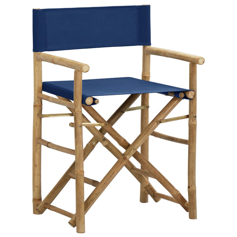 Regisseursstoelen 2 st inklapbaar blauw bamboe en stof MeubelReus