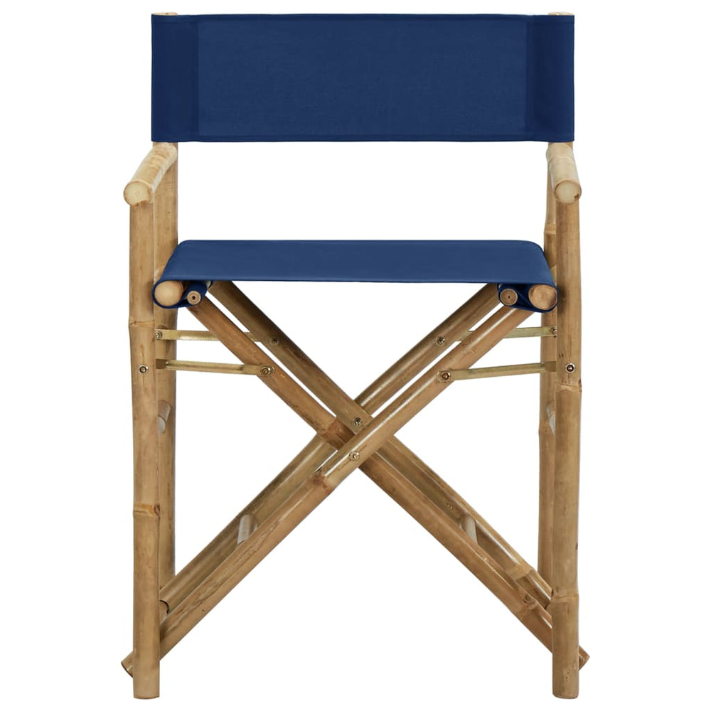 Regisseursstoelen 2 st inklapbaar blauw bamboe en stof MeubelReus