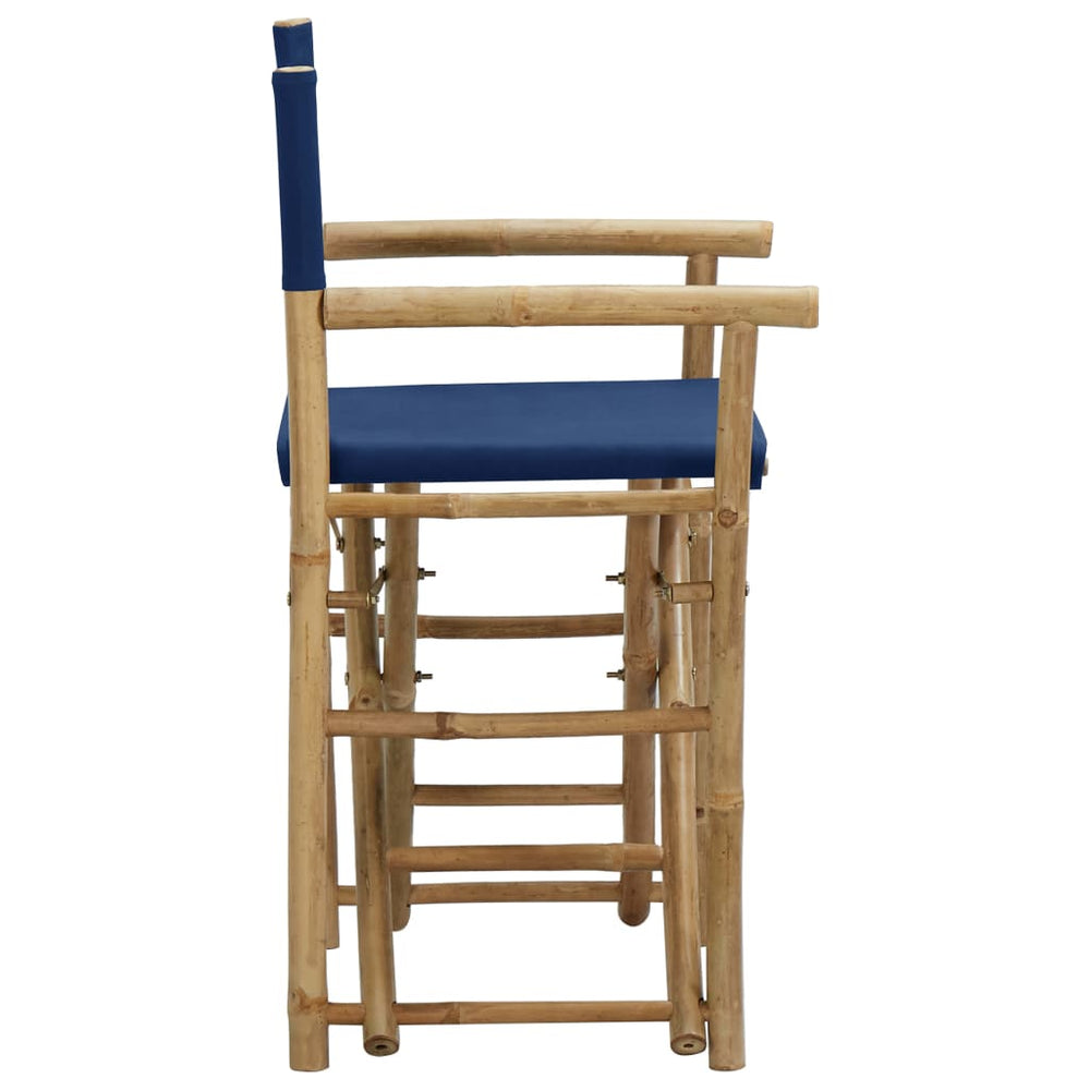 Regisseursstoelen 2 st inklapbaar blauw bamboe en stof MeubelReus