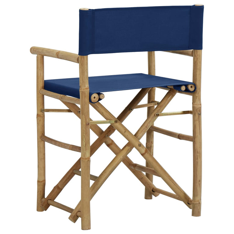 Regisseursstoelen 2 st inklapbaar blauw bamboe en stof MeubelReus