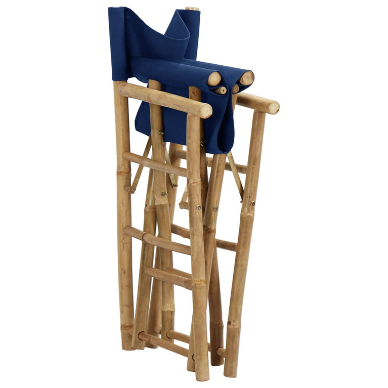 Regisseursstoelen 2 st inklapbaar blauw bamboe en stof MeubelReus