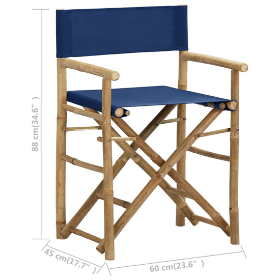 Regisseursstoelen 2 st inklapbaar blauw bamboe en stof MeubelReus
