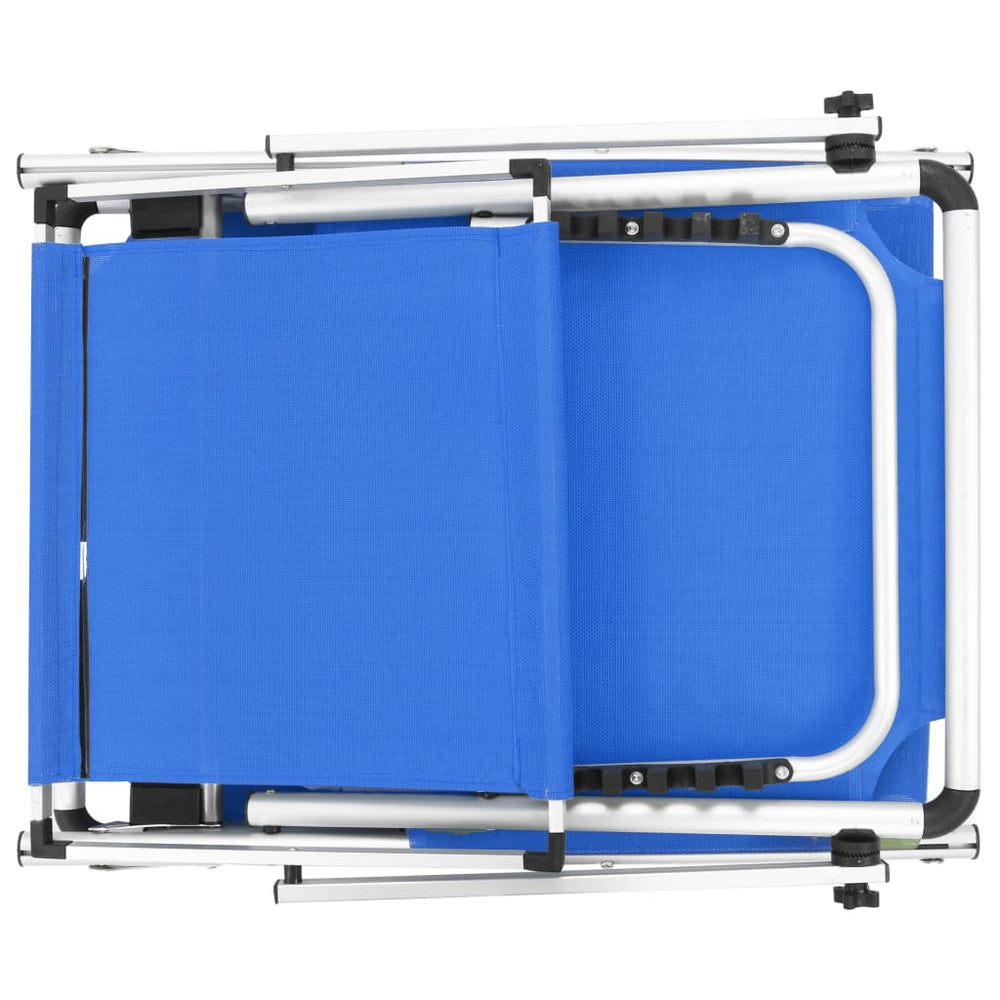 Ligbedden inklapbaar met dak 2 st aluminium en textileen blauw MeubelReus