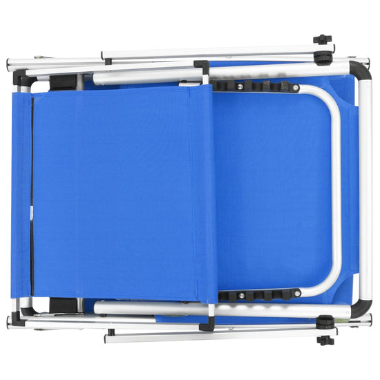 Ligbedden inklapbaar met dak 2 st aluminium en textileen blauw MeubelReus