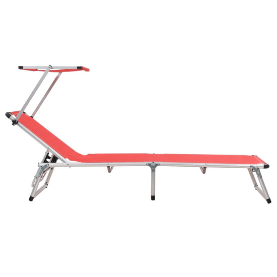 Ligbedden inklapbaar met dak 2 st aluminium en textileen rood MeubelReus