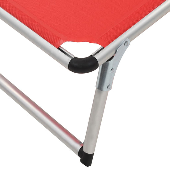 Ligbedden inklapbaar met dak 2 st aluminium en textileen rood MeubelReus