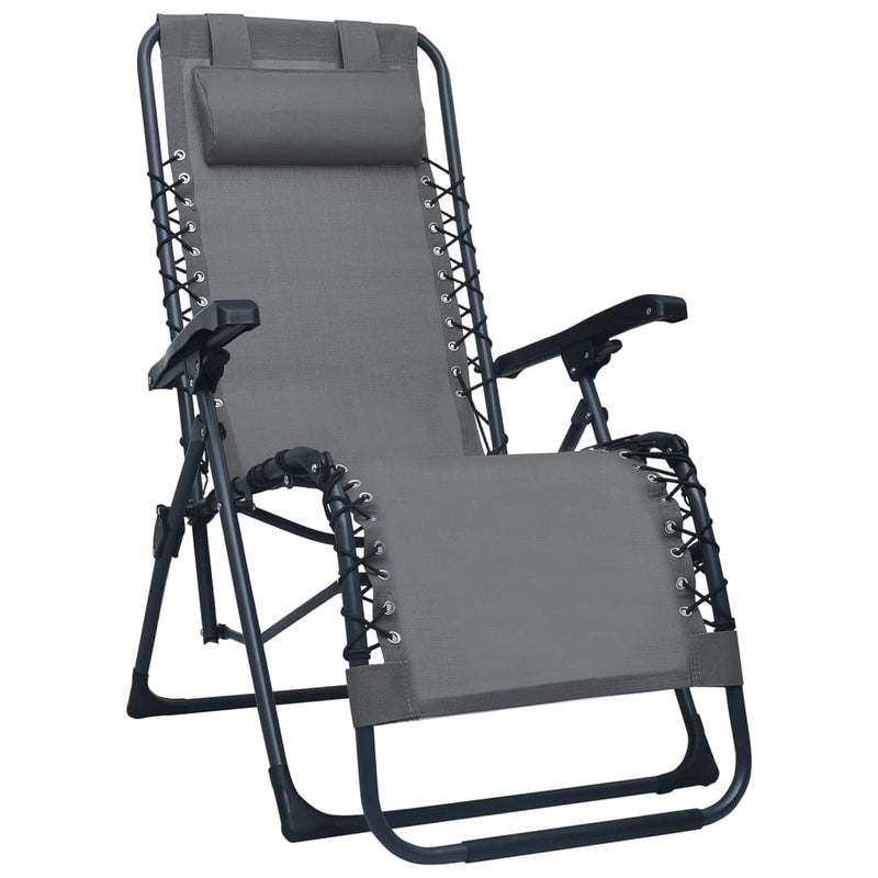 Terrasstoelen 2 st inklapbaar textileen grijs