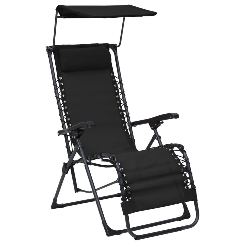 Terrasstoelen 2 st inklapbaar textileen zwart MeubelReus