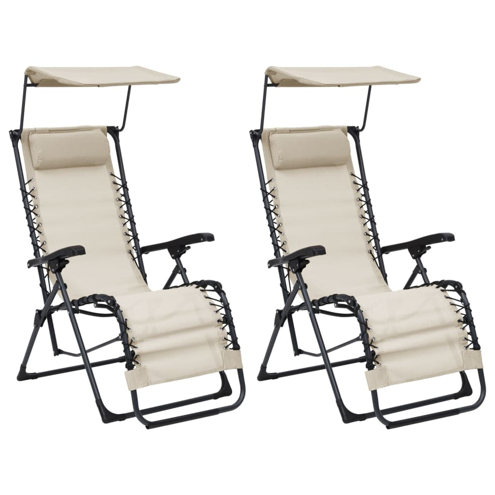 Terrasstoelen 2 st inklapbaar textileen crèmekleurig MeubelReus