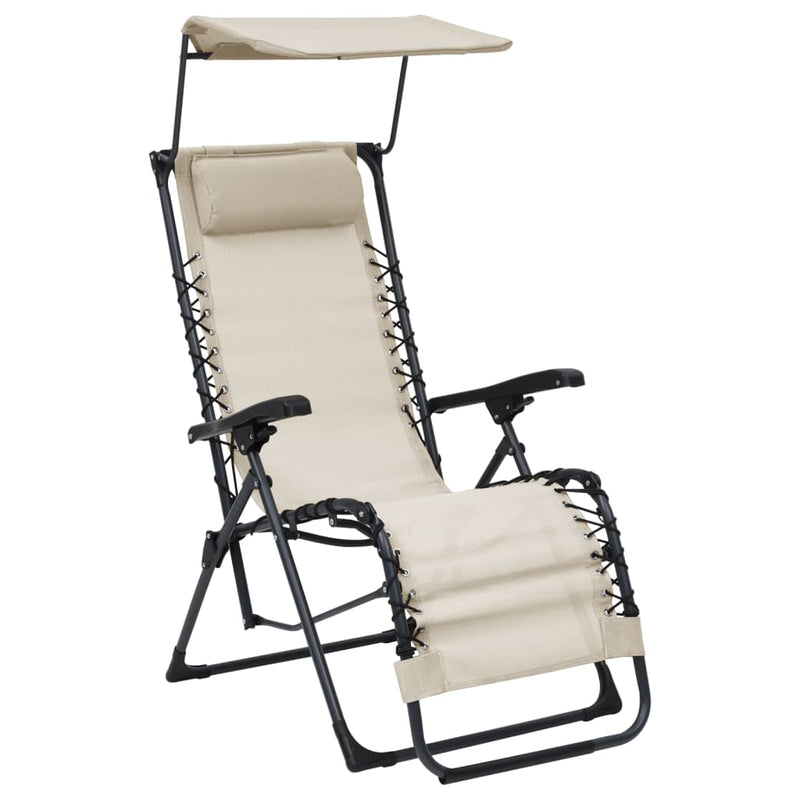 Terrasstoelen 2 st inklapbaar textileen crèmekleurig MeubelReus