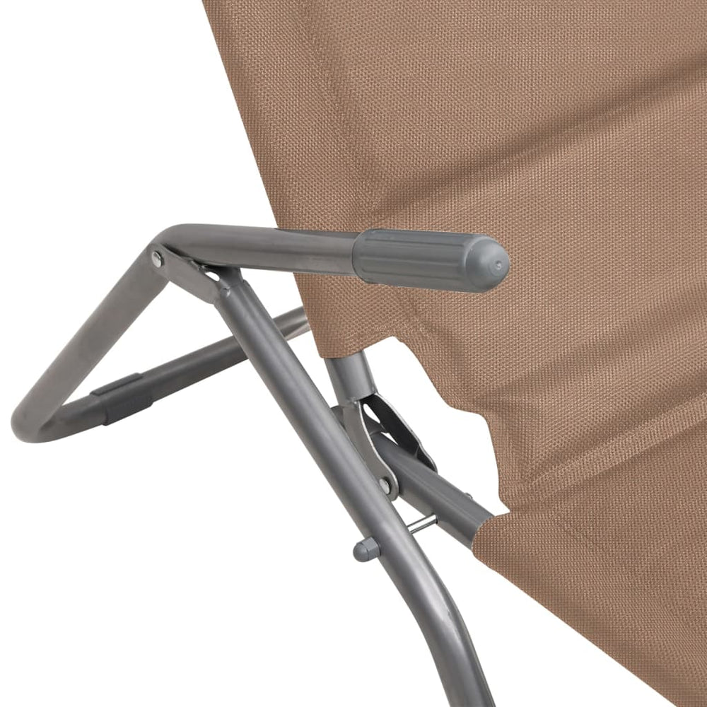 Ligbedden 2 st inklapbaar textileen en gepoedercoat staal taupe MeubelReus