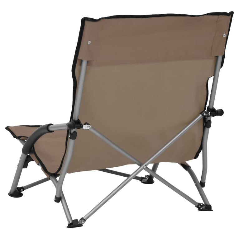 Strandstoelen 2 st inklapbaar stof taupe