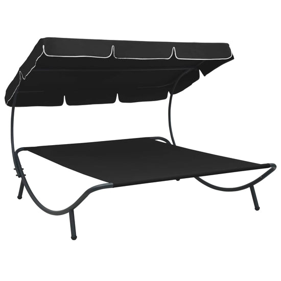 Loungebed met luifel zwart MeubelReus