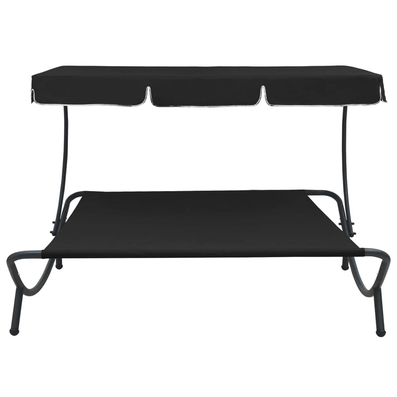 Loungebed met luifel zwart MeubelReus