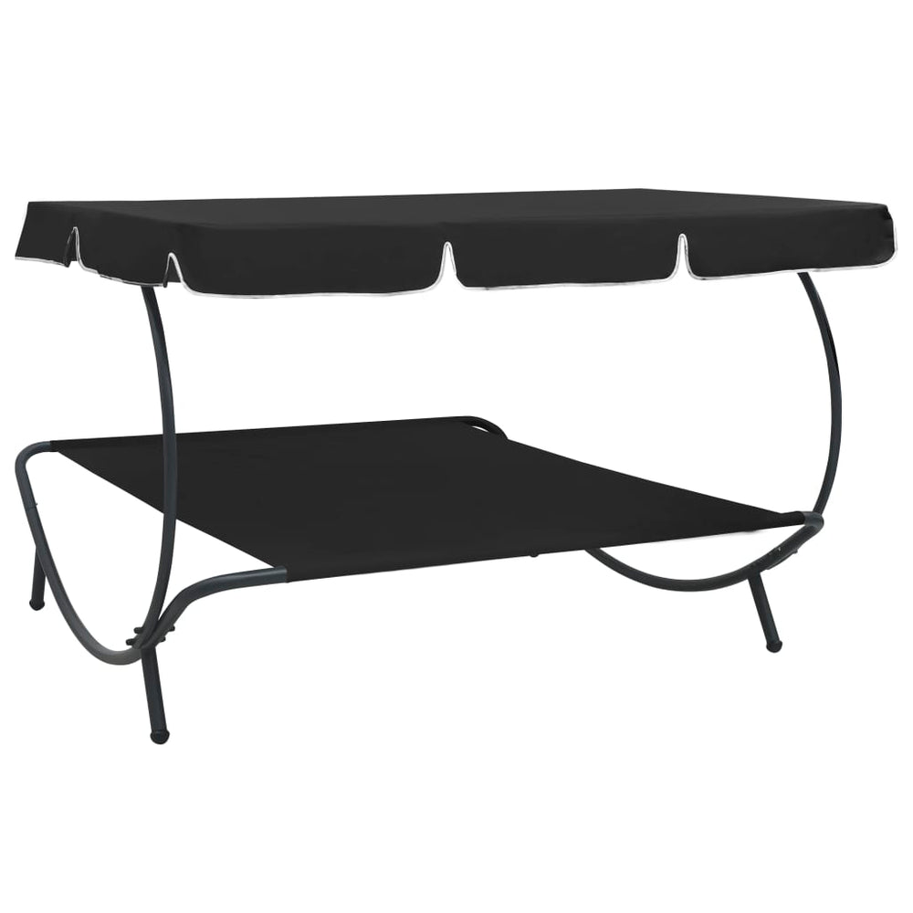 Loungebed met luifel zwart MeubelReus