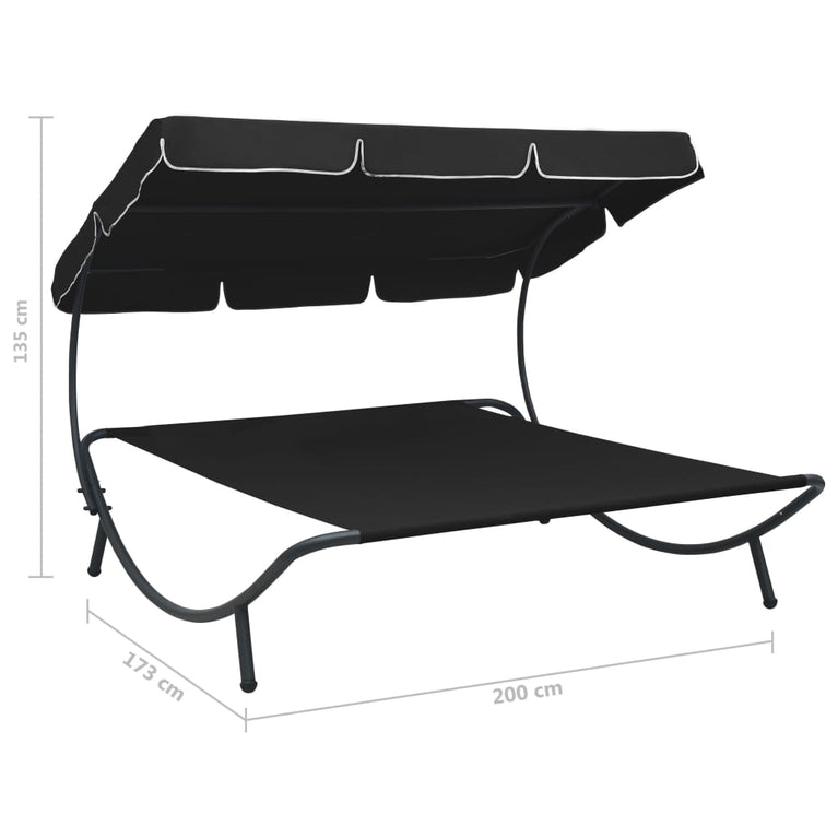 Loungebed met luifel zwart MeubelReus