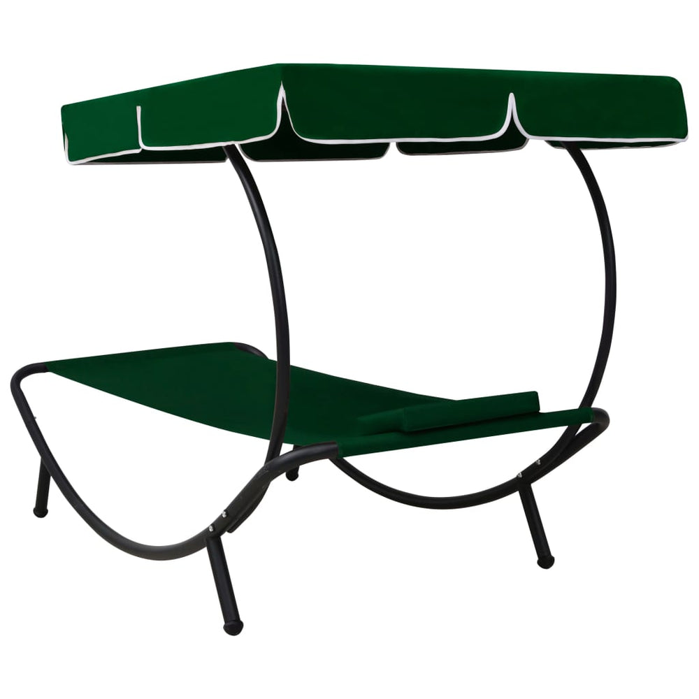 Loungebed met luifel en kussen groen MeubelReus
