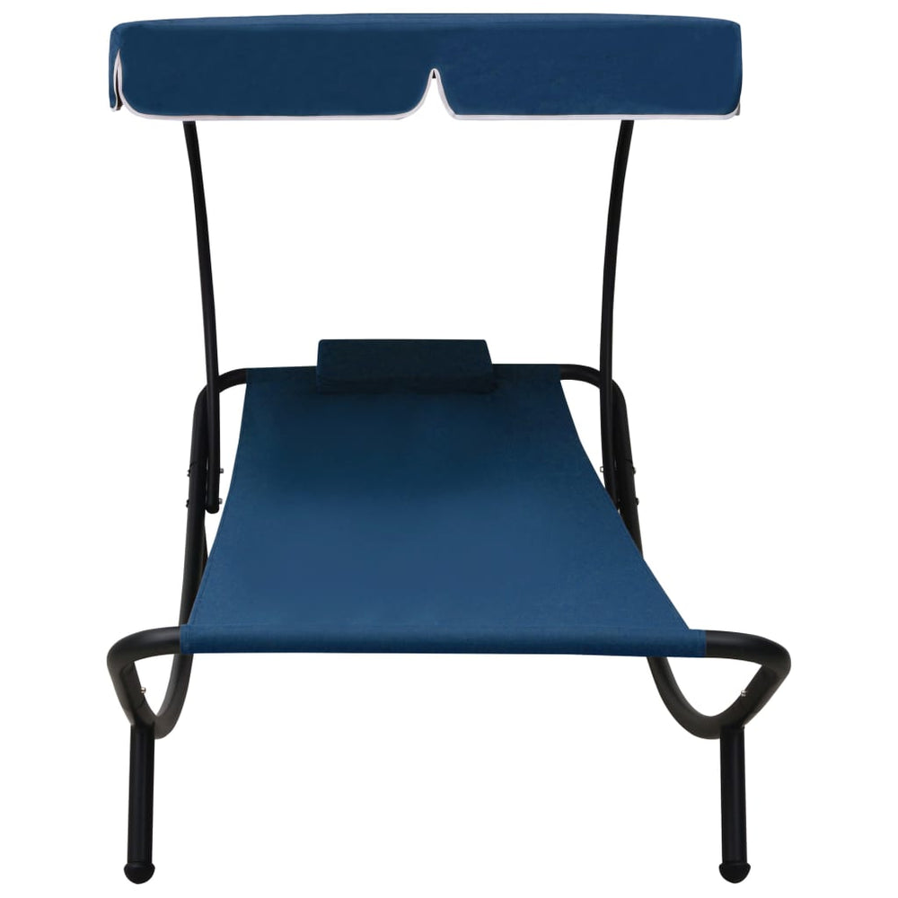 Loungebed met luifel en kussen blauw MeubelReus