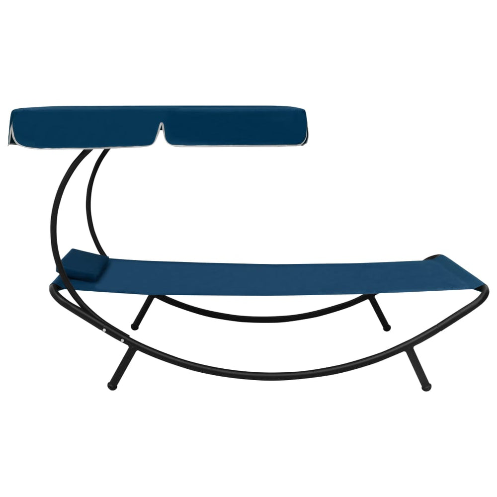 Loungebed met luifel en kussen blauw MeubelReus