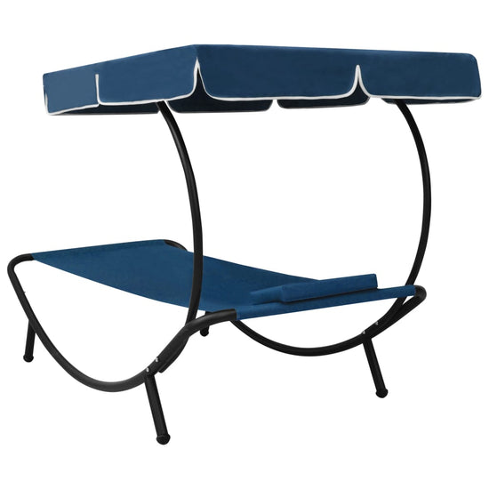 Loungebed met luifel en kussen blauw MeubelReus