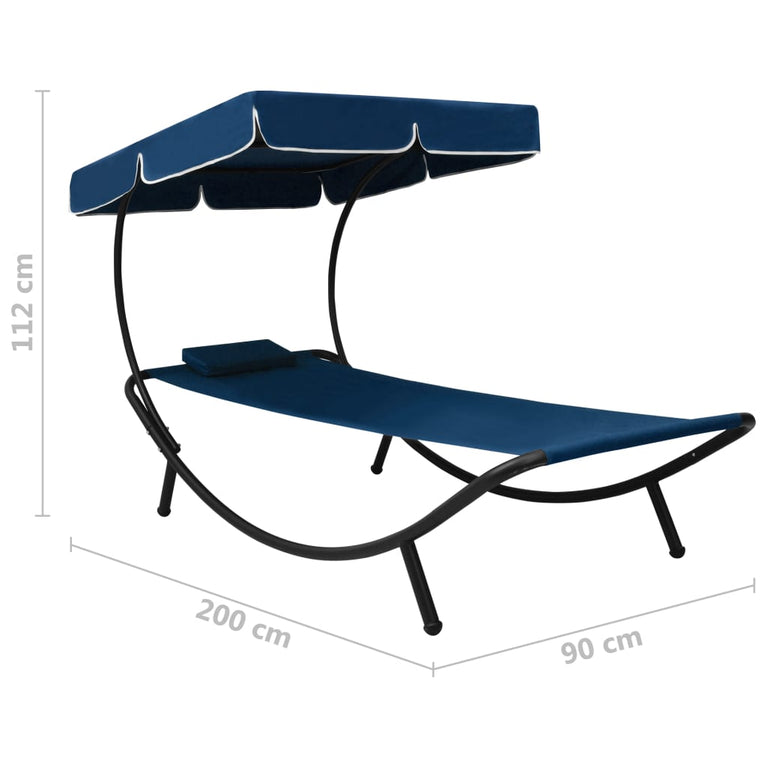 Loungebed met luifel en kussen blauw MeubelReus