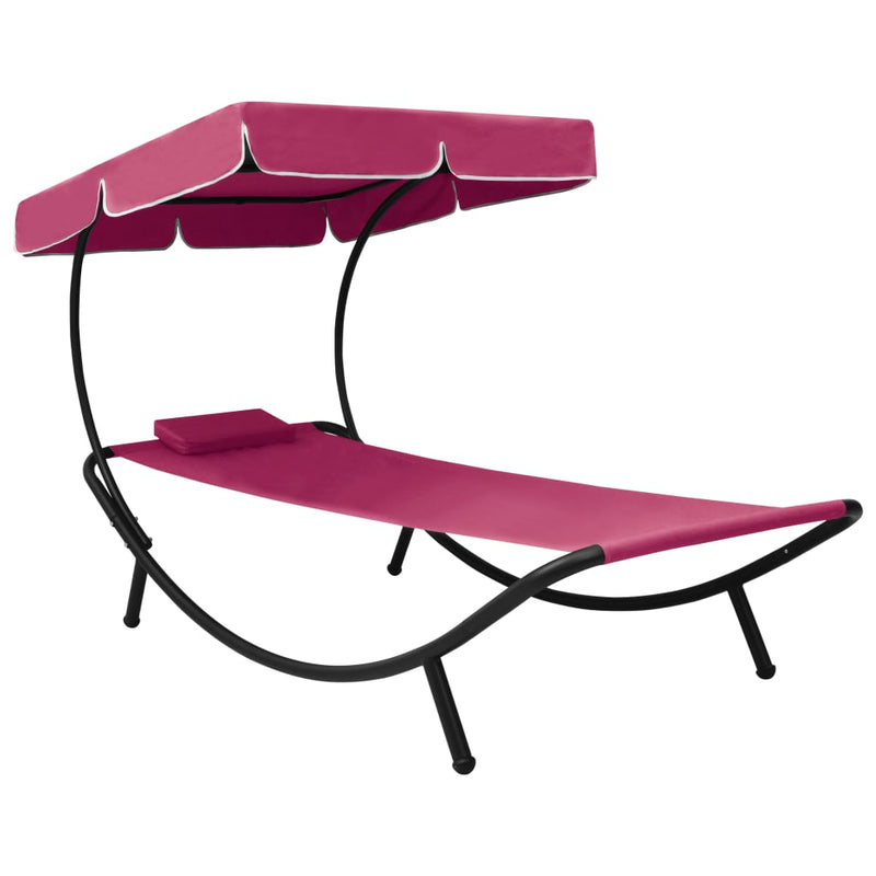 Loungebed met luifel en kussen roze MeubelReus