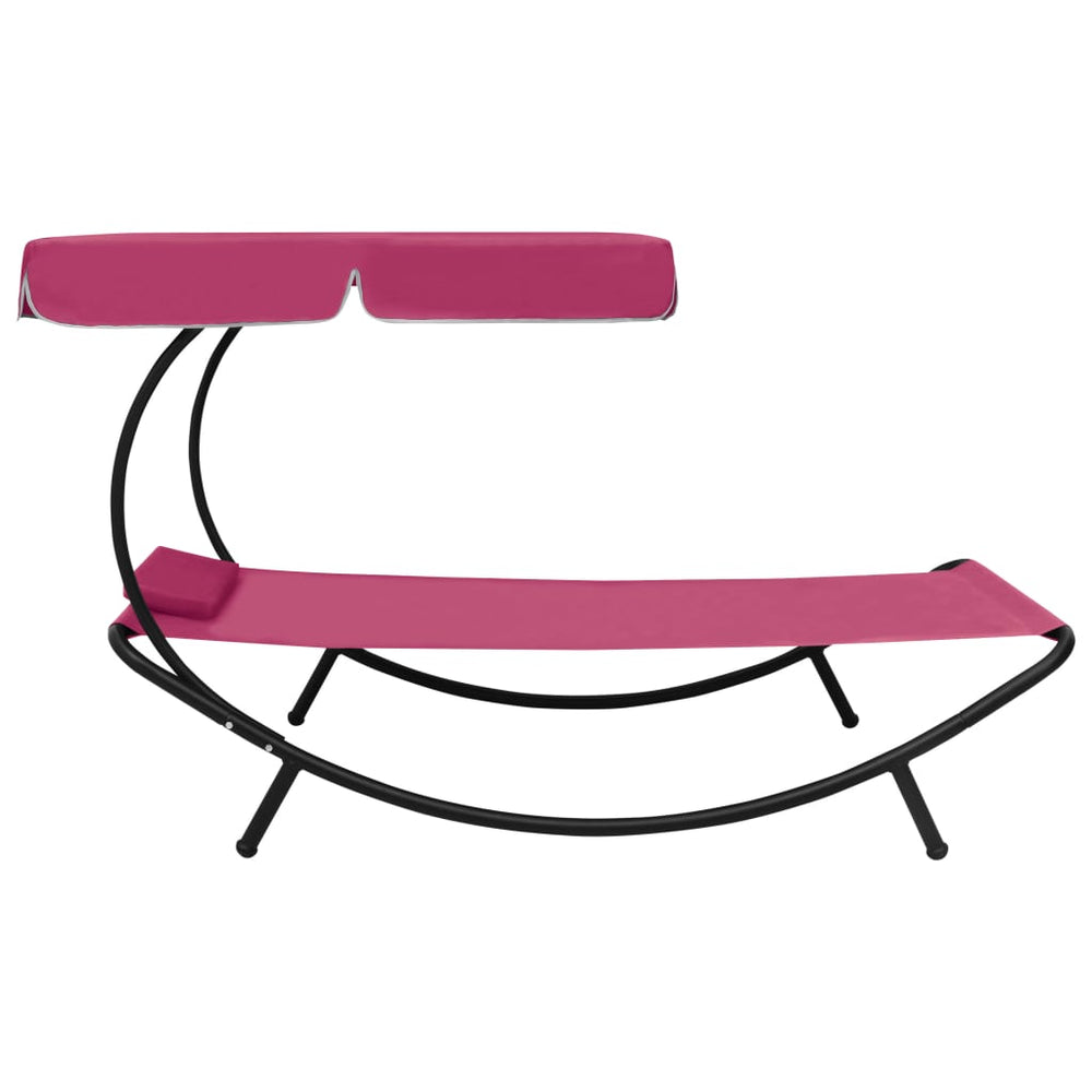 Loungebed met luifel en kussen roze MeubelReus
