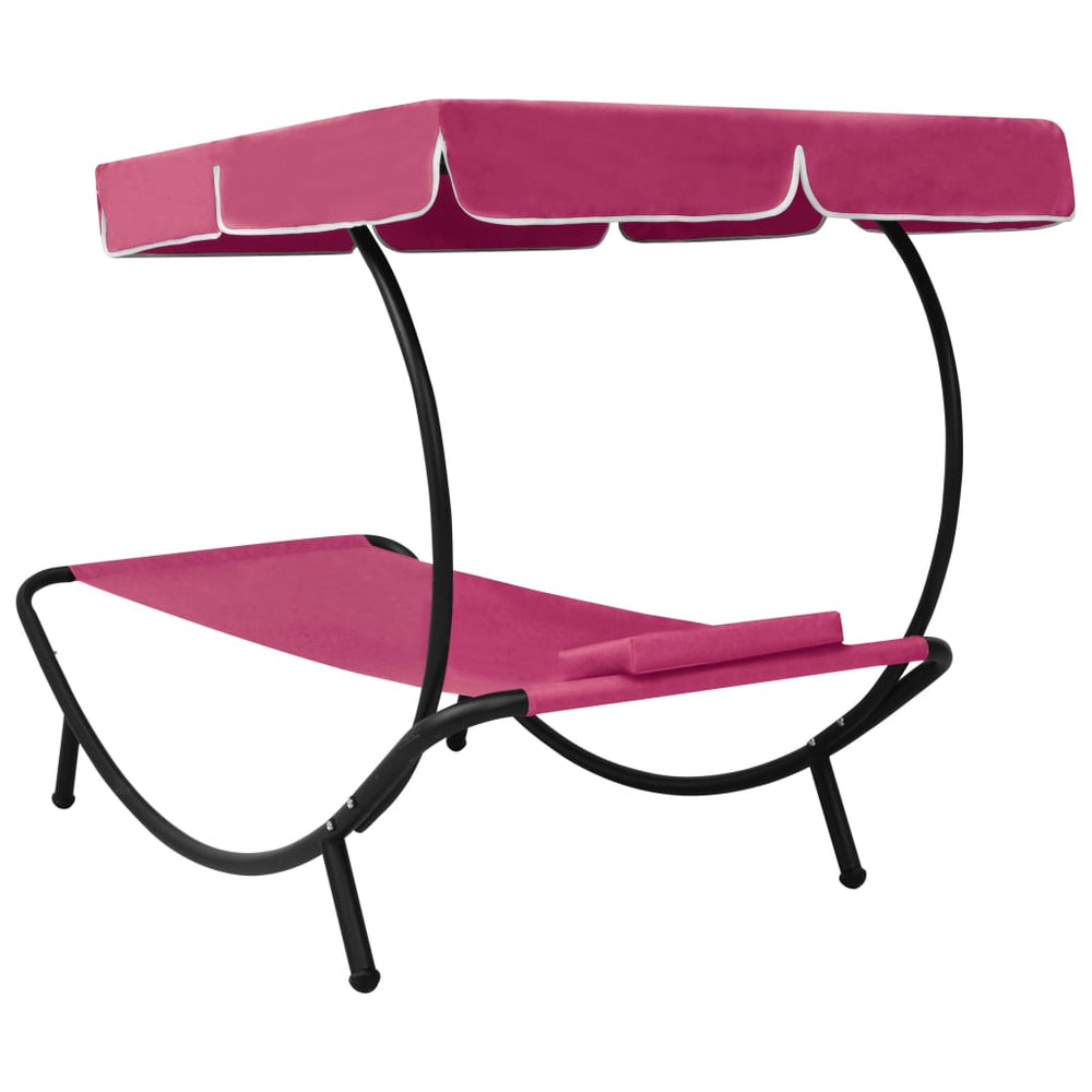 Loungebed met luifel en kussen roze MeubelReus