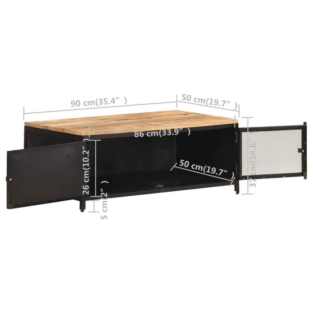 Salontafel 90x50x37 cm massief ruw mangohout MeubelReus