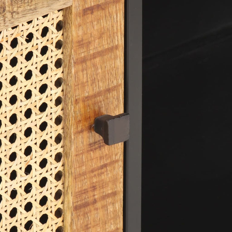 Tv-meubel 90x30x40 cm ruw mangohout en natuurlijk riet MeubelReus