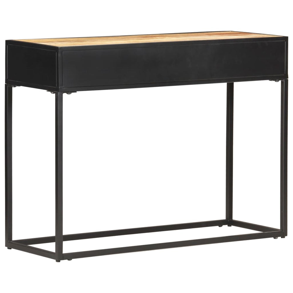Wandtafel 100x35x75 cm ruw mangohout en natuurlijk riet MeubelReus