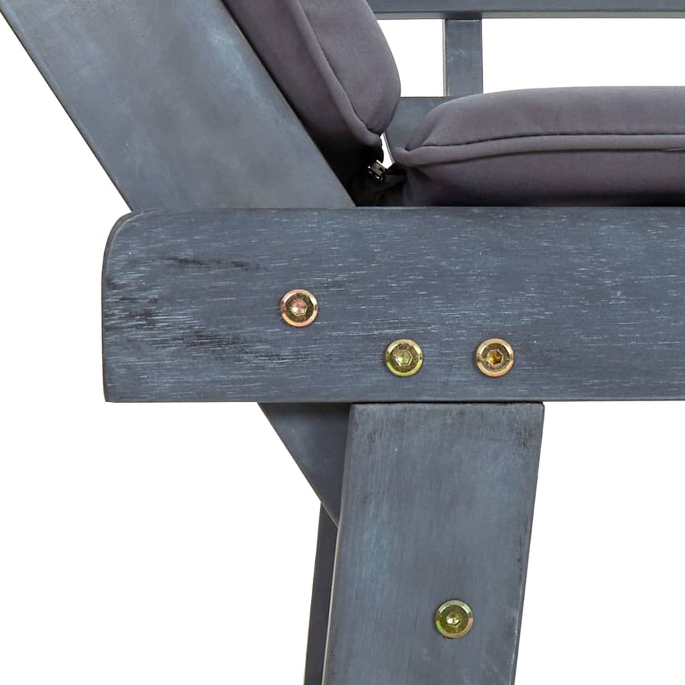 Tuinbank met kussens 2-in-1 190 cm massief acaciahout grijs MeubelReus