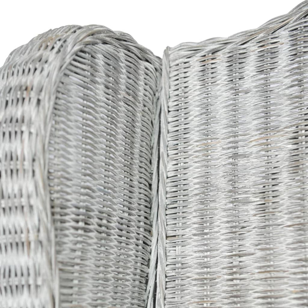 Stoel met kussen natuurlijk rattan en linnen grijs MeubelReus