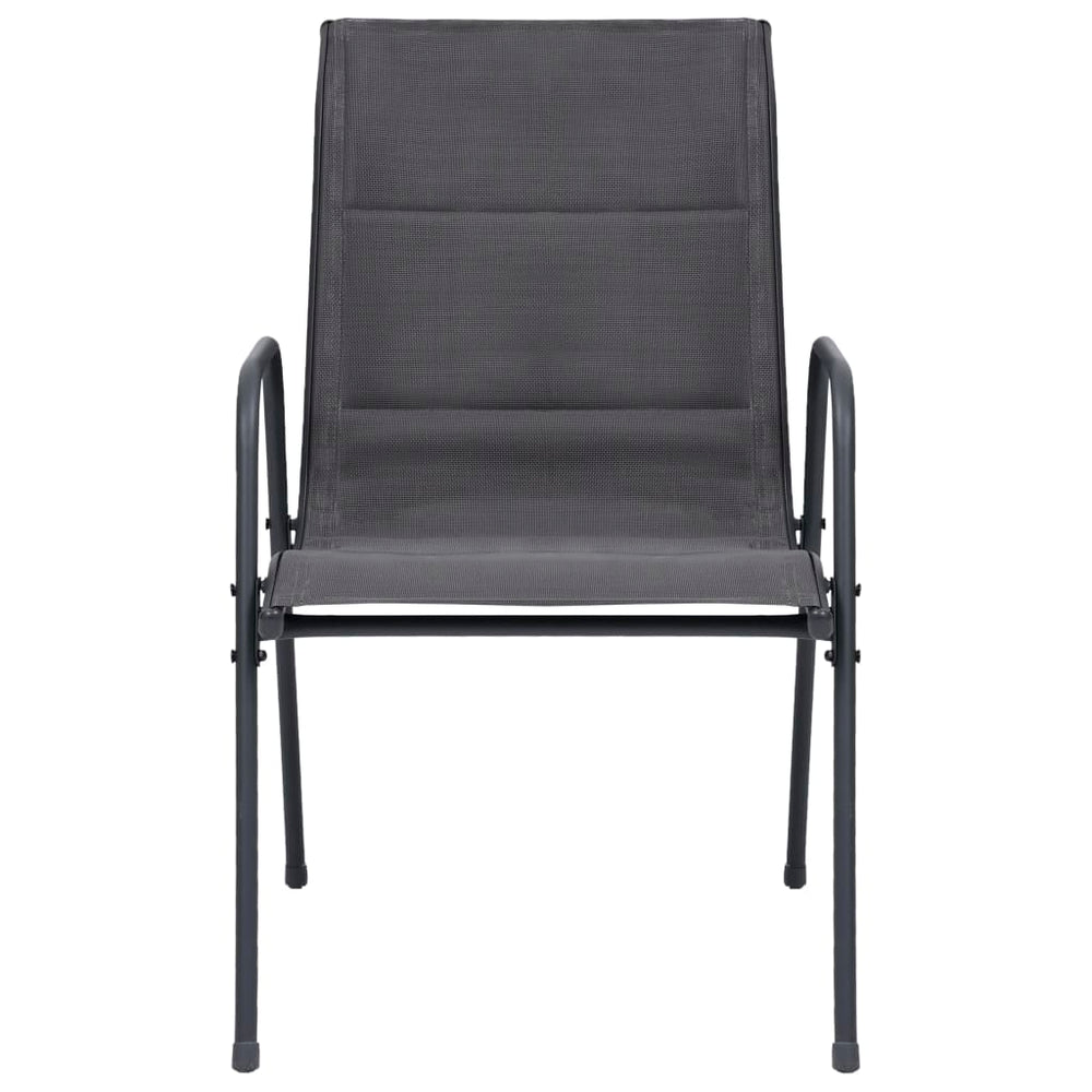 Tuinstoelen 2 st stapelbaar staal en textileen antracietkleurig MeubelReus