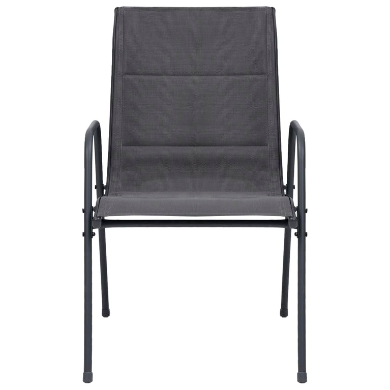 Tuinstoelen 2 st stapelbaar staal en textileen antracietkleurig MeubelReus