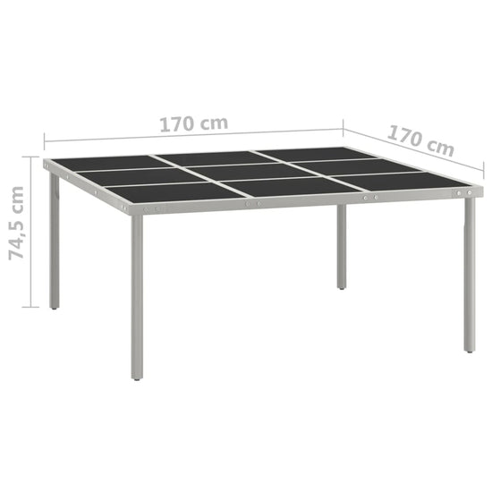 Tuintafel 170x170x74,5 cm glas en staal MeubelReus