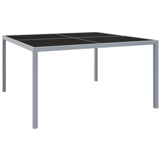 Tuintafel 130x130x72 cm staal en glas grijs MeubelReus