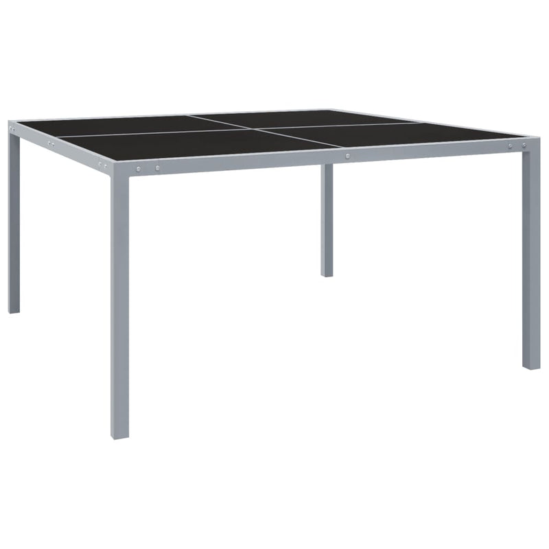 Tuintafel 130x130x72 cm staal en glas grijs MeubelReus