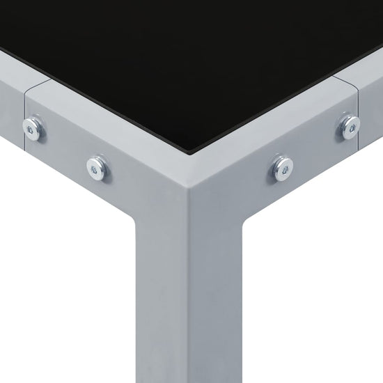 Tuintafel 130x130x72 cm staal en glas grijs MeubelReus