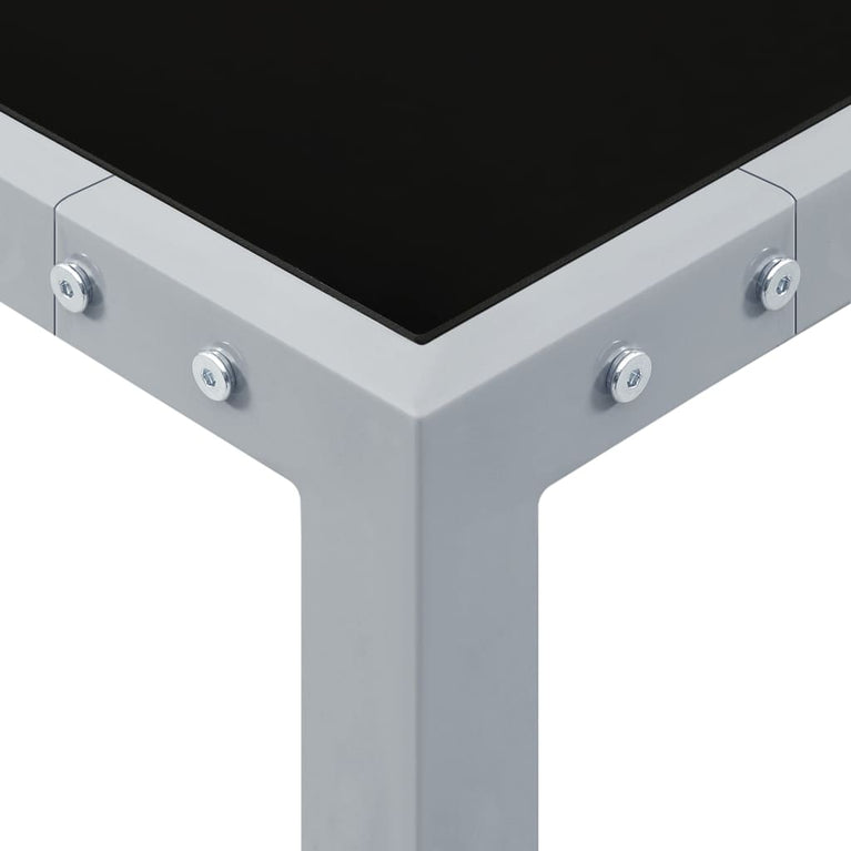 Tuintafel 130x130x72 cm staal en glas grijs MeubelReus