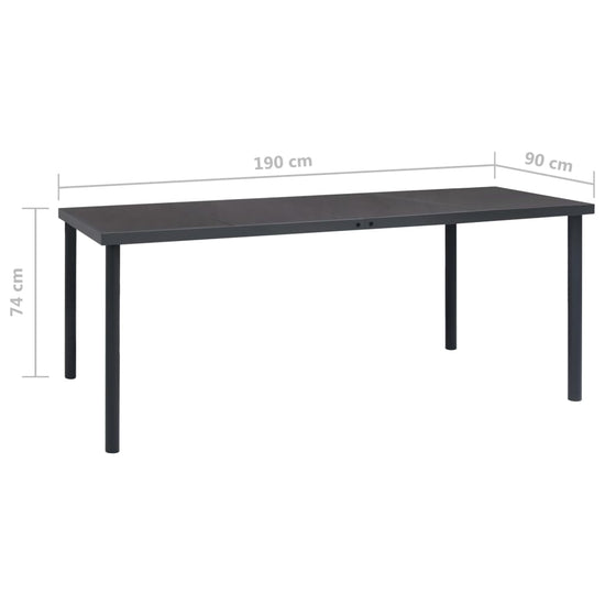 Tuintafel 190x90x74 cm staal antracietkleurig MeubelReus