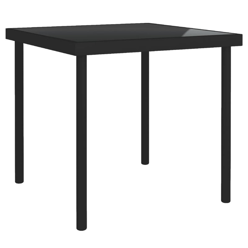 Tuintafel 80x80x72 cm glas en staal zwart MeubelReus