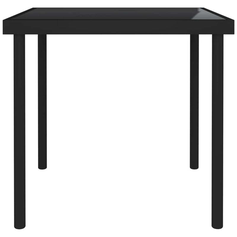 Tuintafel 80x80x72 cm glas en staal zwart MeubelReus