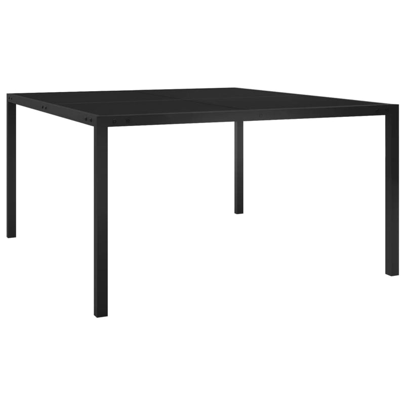 Tuintafel 130x130x72 cm staal en glas zwart MeubelReus