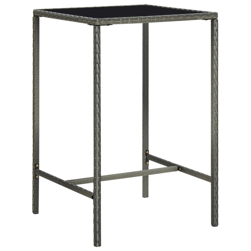 Tuinbartafel 70x70x110 cm poly rattan en glas grijs MeubelReus