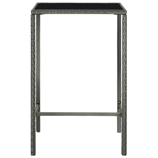 Tuinbartafel 70x70x110 cm poly rattan en glas grijs MeubelReus