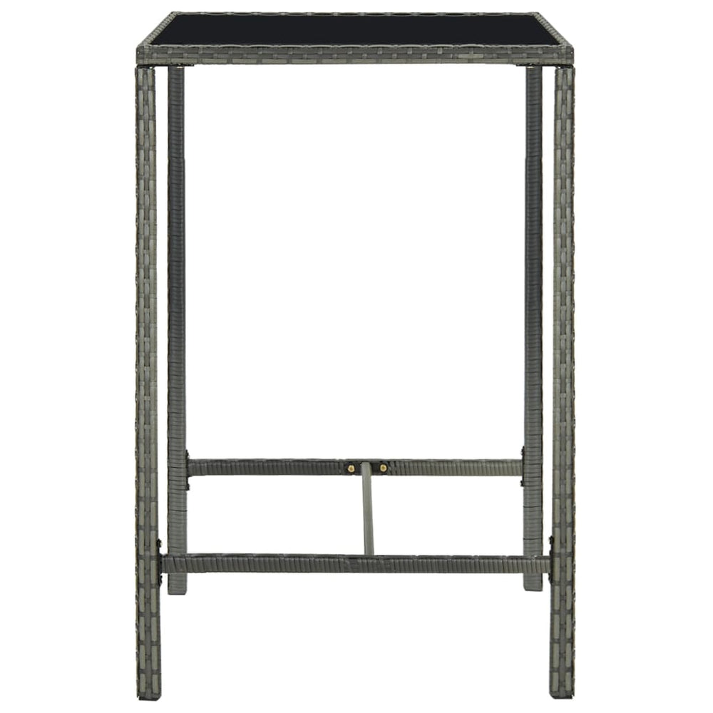 Tuinbartafel 70x70x110 cm poly rattan en glas grijs MeubelReus